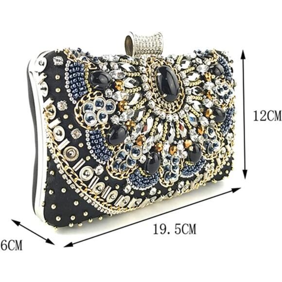Crystal Rhinestone Evening Clutch Purse Sparkly Shoulder Crossbody Handbag - Picture 3 of 7